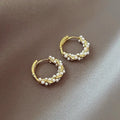 Women's Hoop Earrings with Pearls in Gold