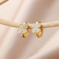 Four-Leaf Clover Zircon Hoop Earrings