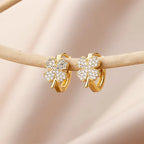 Four-Leaf Clover Zircon Hoop Earrings