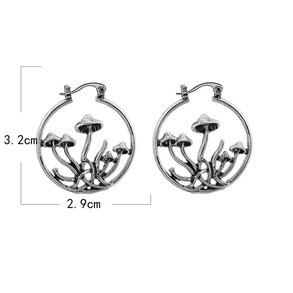 Vintage Mushroom Hoop Earrings
