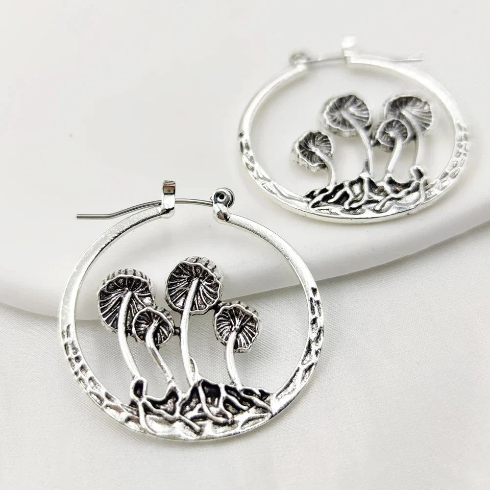 Vintage Mushroom Hoop Earrings