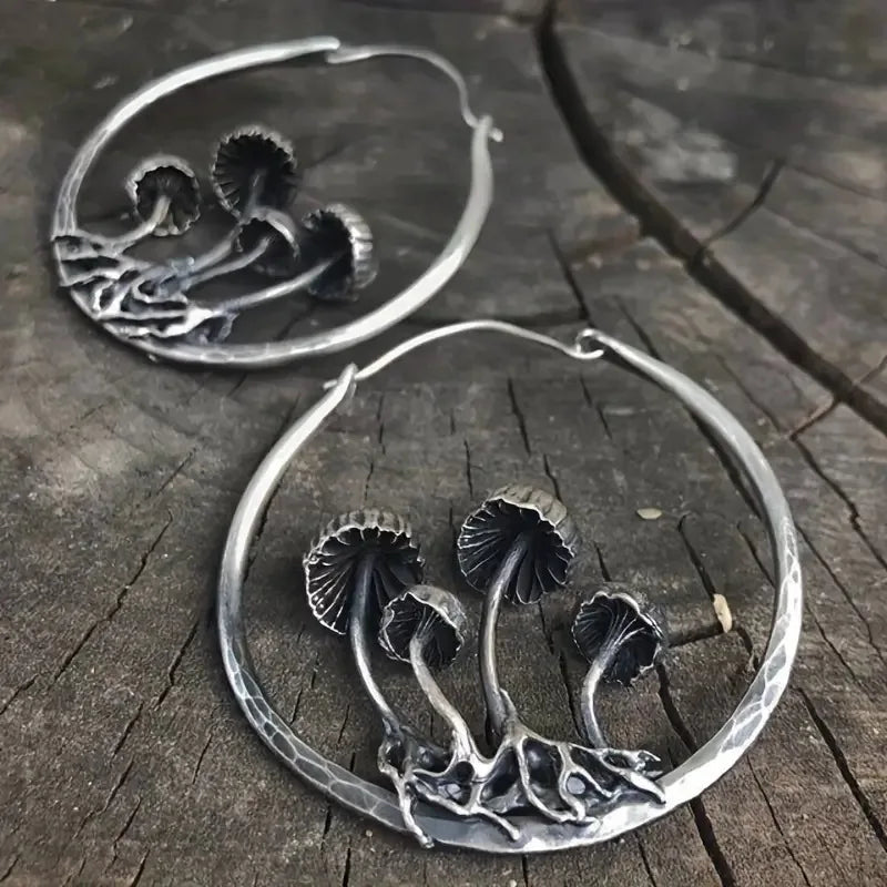 Vintage Mushroom Hoop Earrings