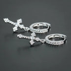 Discreet Cross Earrings for Men and Women silver style 1