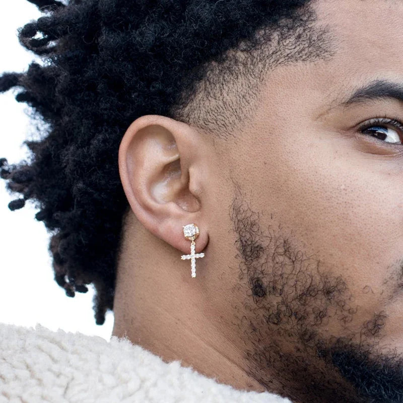 Discreet Cross Earrings for Men and Women style 1