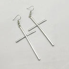 Long Cross Earrings Silver