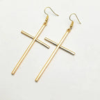 Long Cross Earrings Gold
