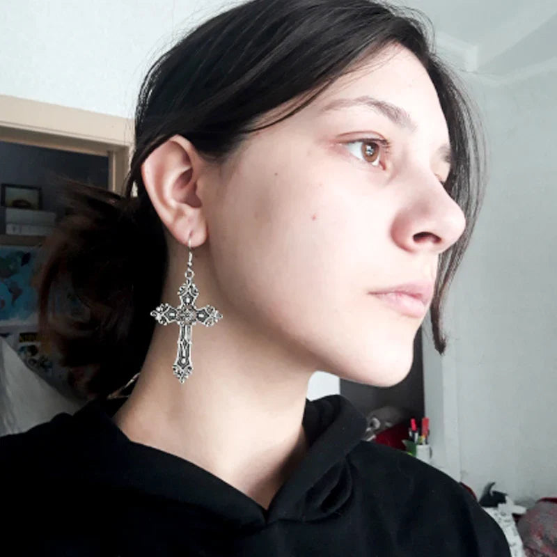 Gothic-Style Cross Earrings for Women style 1