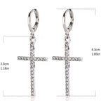 Zircon Cross Hoop Earrings