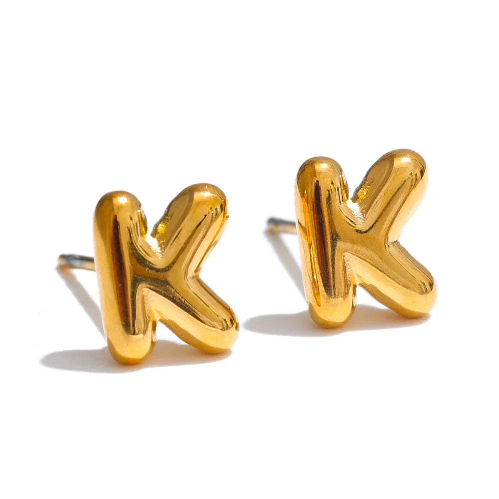 Custom earrings with initial k
