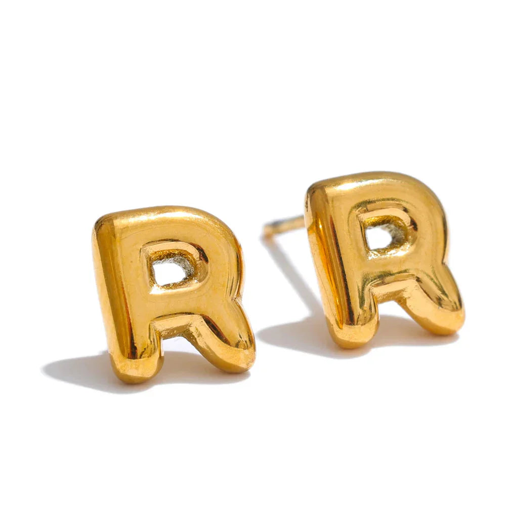 Custom earrings with initial r