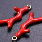 Red coral gold-tone earrings
