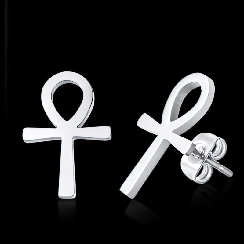 Egypt Ank Cross Earrings Men Women Silver