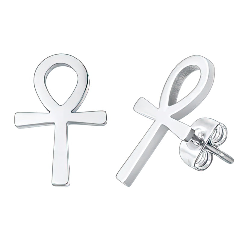 Egypt Ank Cross Earrings Men Women Silver