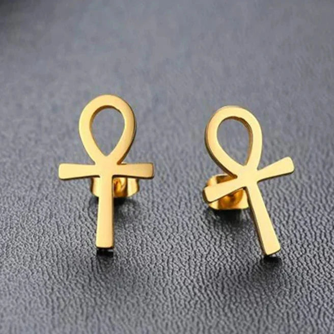 Egypt Ank Cross Earrings Men Women Gold