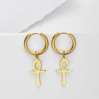 Egyptian Earrings Ankh Cross Women Gold