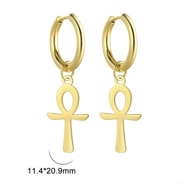 Egyptian Ankh Cross Earrings for Women