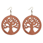 Wooden Dangle Tree of Life Earrings