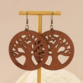 Wooden Dangle Tree of Life Earrings