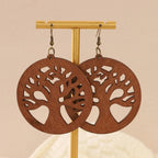 Wooden Dangle Tree of Life Earrings