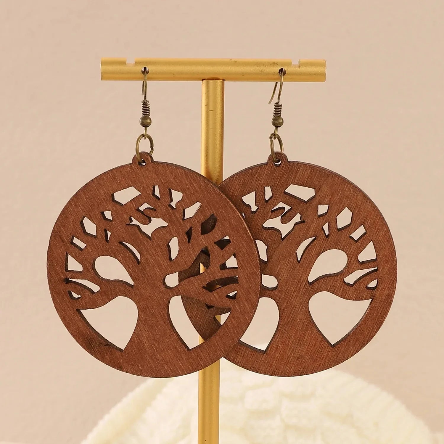 Wooden Dangle Tree of Life Earrings