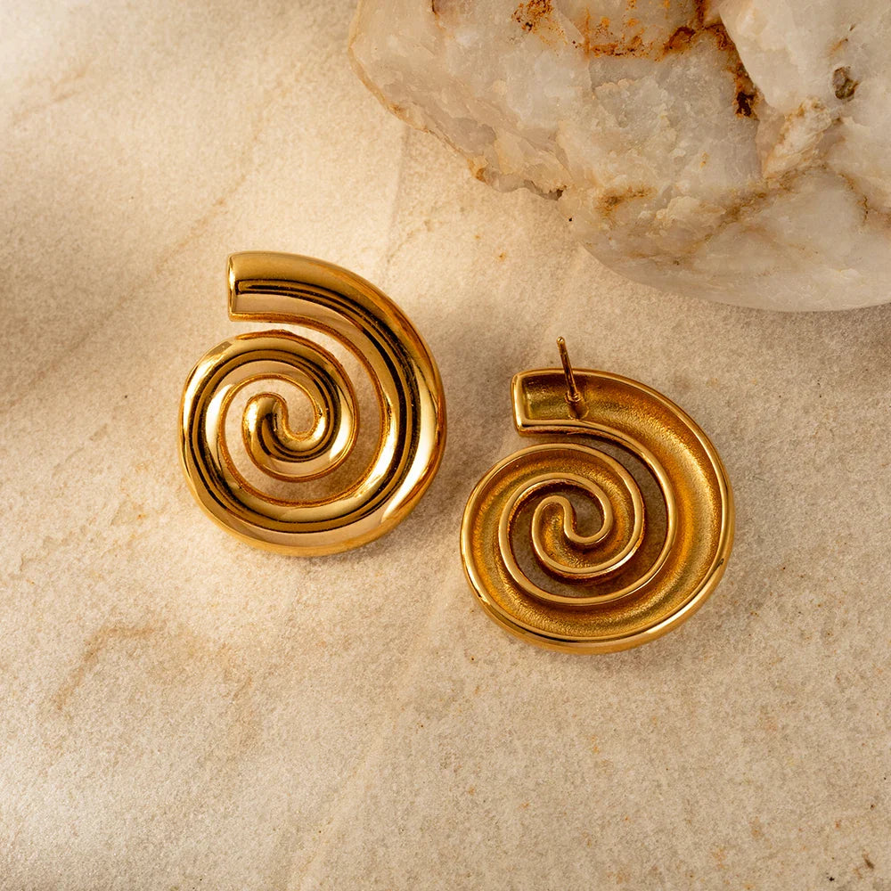 Bulged spiral earrings gold