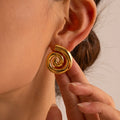 Bulged spiral earrings gold