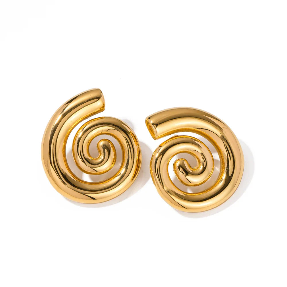 Bulged spiral earrings gold