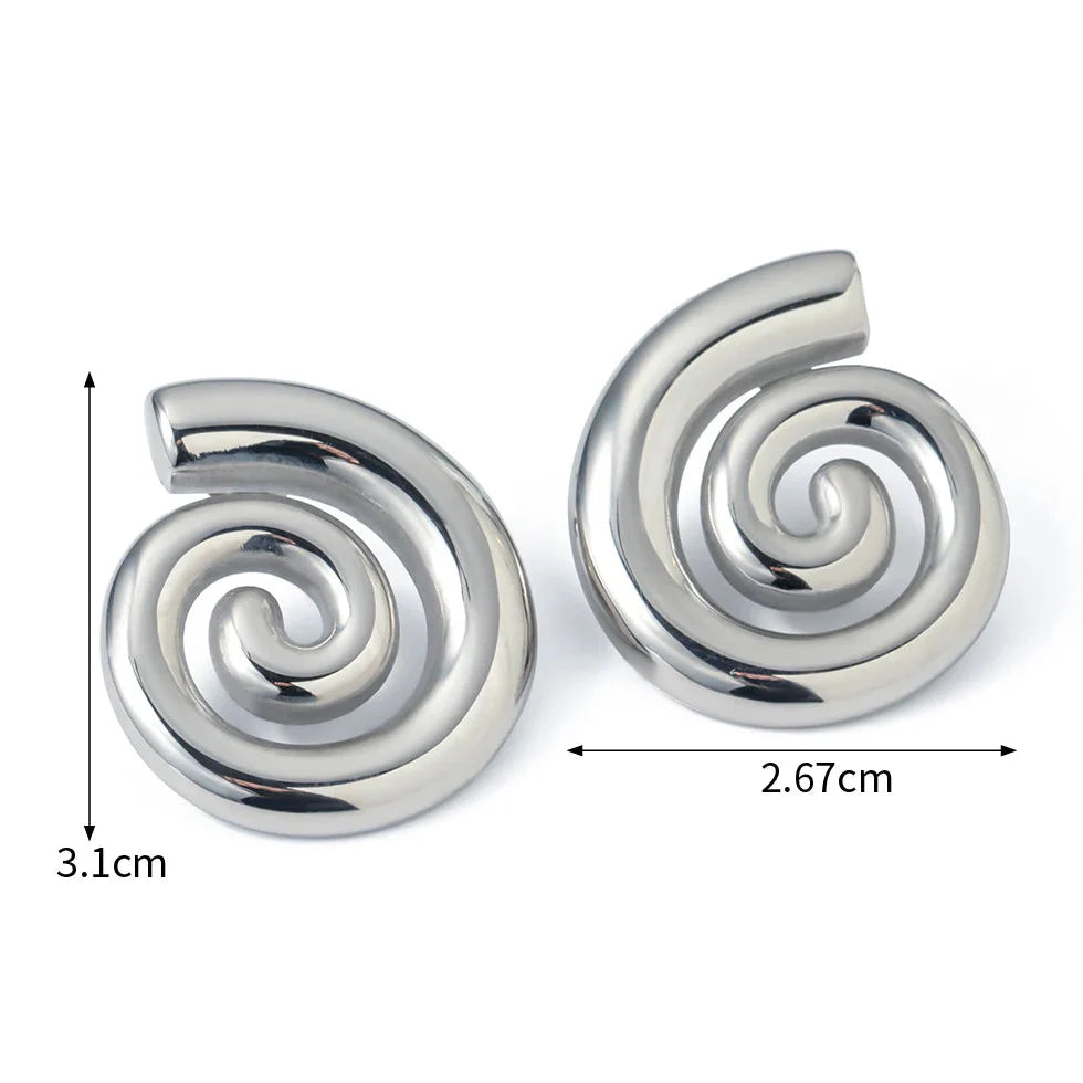 Bulged spiral earrings silver