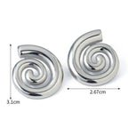 Bulged spiral earrings silver