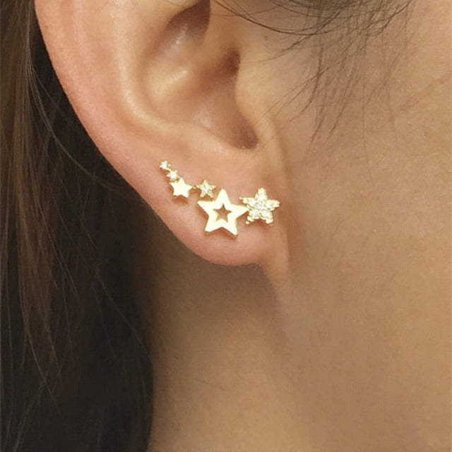 Star Earrings Piercing Gold