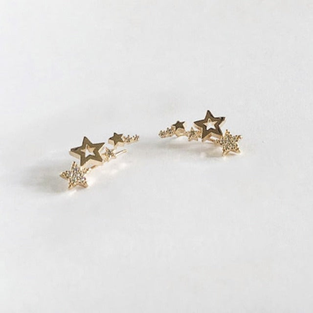 Star Earrings Piercing Gold