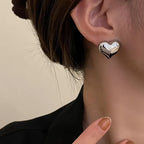 Women’s Heart Stud Earrings Silver