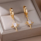 Women's Hoop Earrings Star and Zircon
