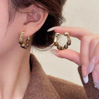 Women's Hoop Earrings Tiger's Eye