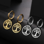 Women's Earrings Tree of Life Hoop Dangles
