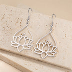 Women's Dangling Lotus Flower Earrings silver