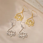Women's Dangling Lotus Flower Earrings