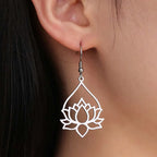 Women's Dangling Lotus Flower Earrings silver