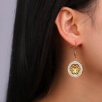 Women's Drop Earrings Lotus Flower Dawapara Gold
