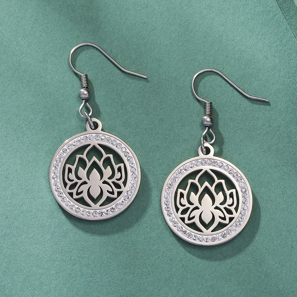  argWomen's Drop Earrings Lotus Flower Dawapara Silver