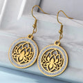 Women's Drop Earrings Lotus Flower Dawapara Gold