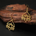 Women's Dangling Lotus Flower Earrings gold