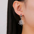 Women's Lotus Flower Zen Dangle Earrings in Silver