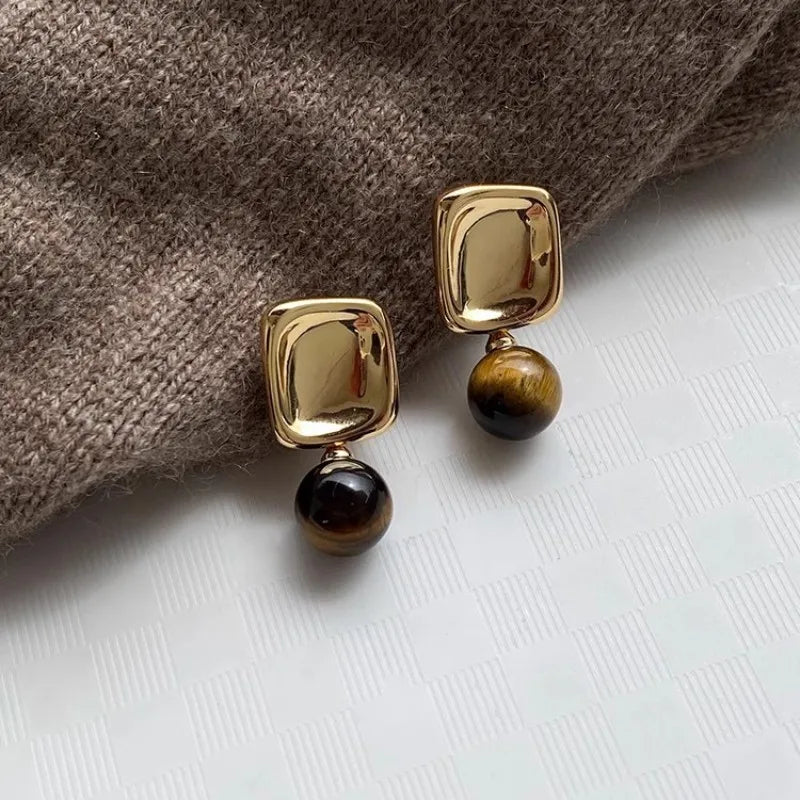 Women's Earrings Tiger's Eye Stone