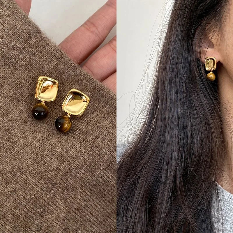 Women's Earrings Tiger's Eye Stone