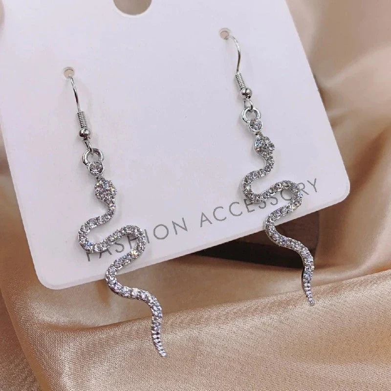 Women's Earrings Reptile Snake Silver