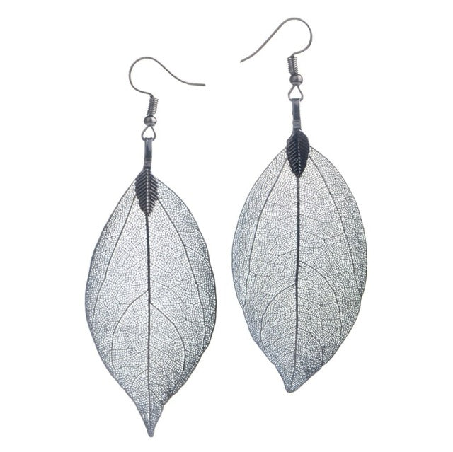 Bohemian Leaf Earrings Hematite platedoir