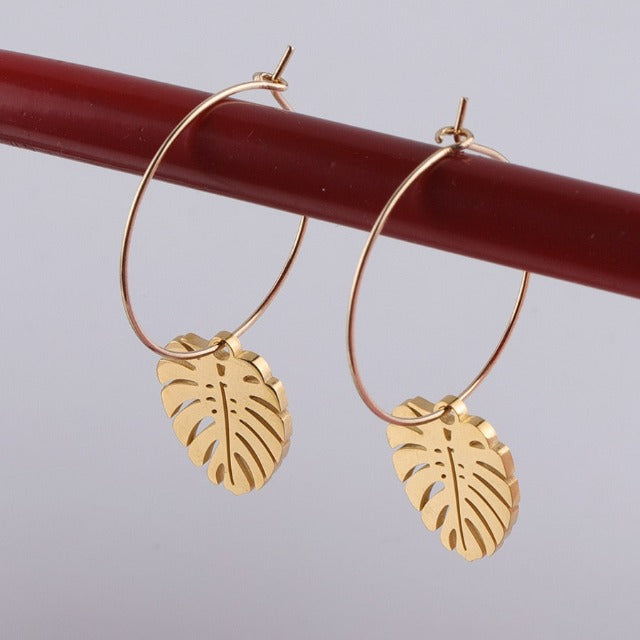Palm Leaf Gold Earrings