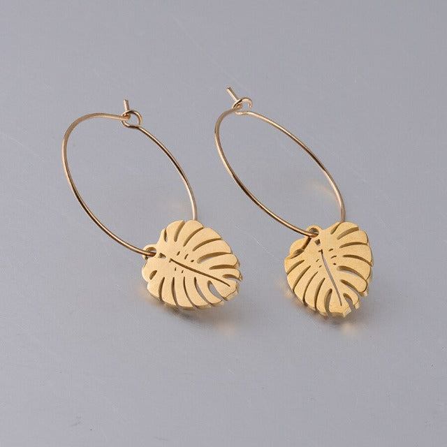 Palm Leaf Gold Earrings