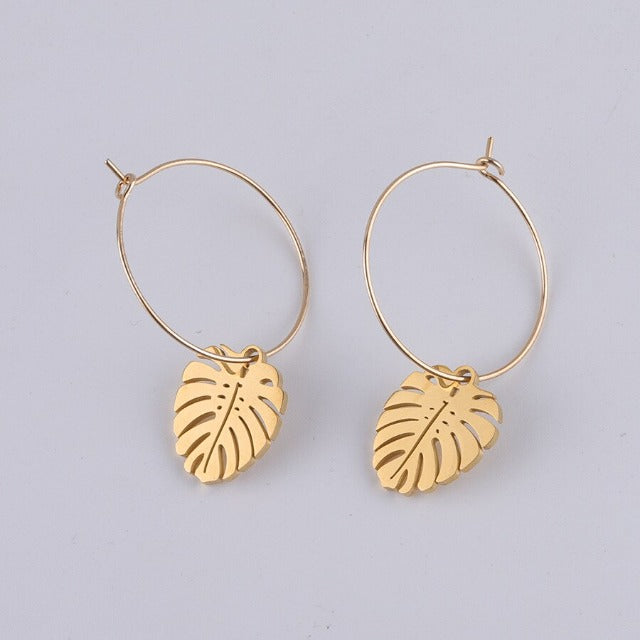 Palm Leaf Gold Earrings